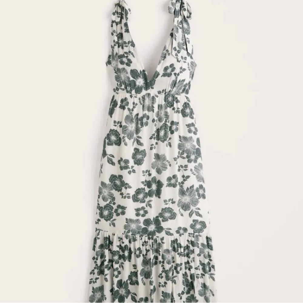 Abercrombie & Fitch Floral Maxi Dress - Green and White